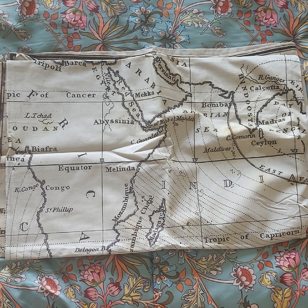 Vintage Map Print Fabric